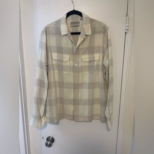 All Saints Cream Plaid Button Down